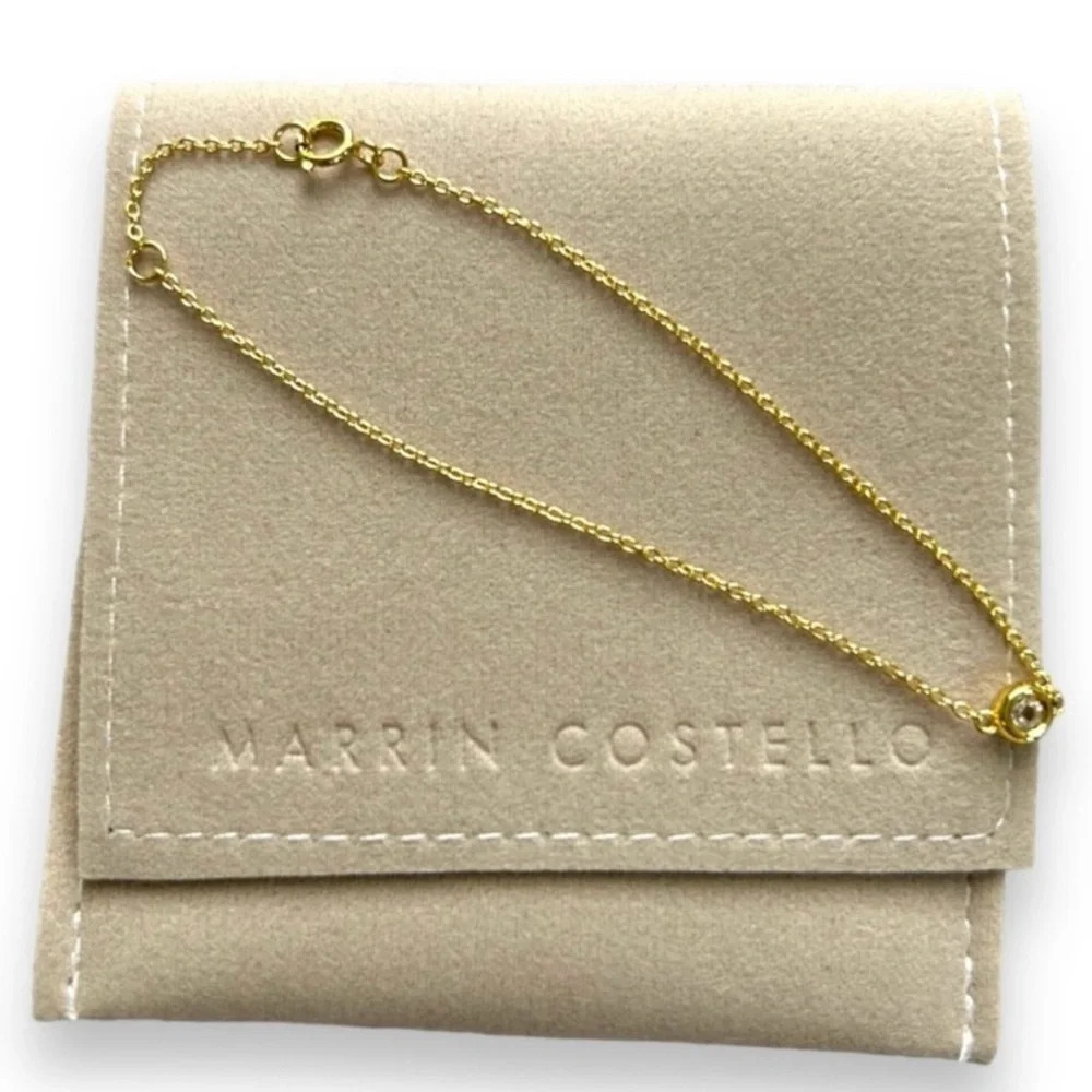 Marrin Costello Soleil Bracelet White Topaz 14kt Gold Plated Delicate 7" NEW - Picture 2 of 5